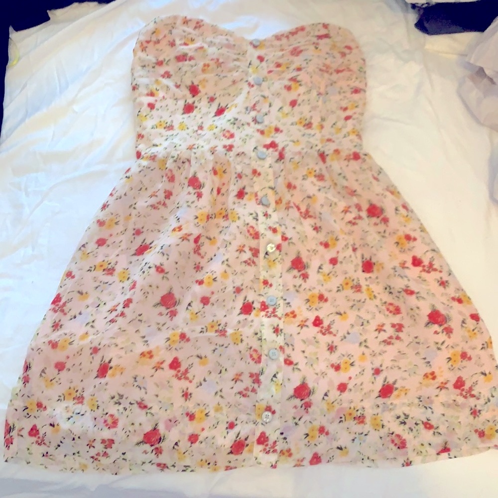 Floral strapless mini dress